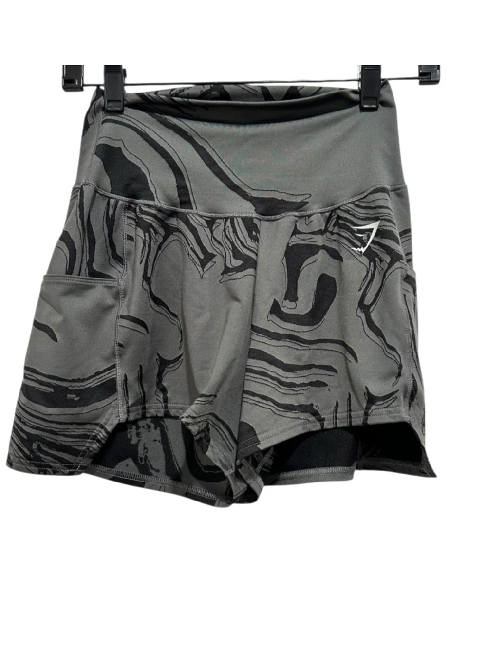 Gymshark GS Power Jacquard Shorts Women's Size XS Gray Black Lifting Gym Shorts